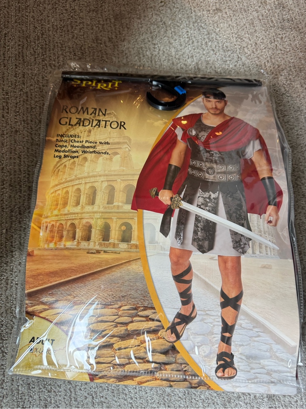 New nwt Spirit Roman Gladiator man xl Costume - Red and Black never worn